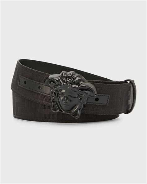 Versace: Black Greek Key & Medusa Belt 